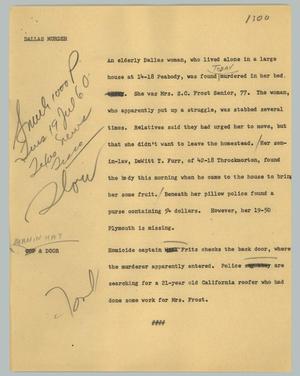Primary view of object titled '[News Script: Dallas murder]'.