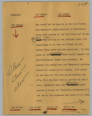 Primary view of object titled '[News Script: Roosevelt]'.