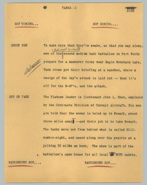 Primary view of object titled '[News Script: Tanks]'.