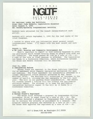 Primary view of object titled '[Memo: NGLTF to National Lobby Day Activists]'.