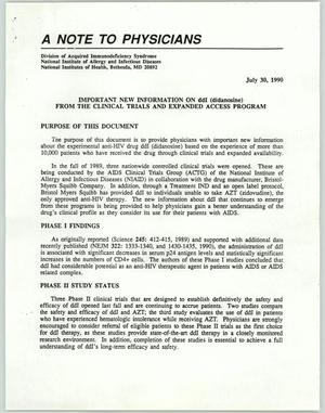 Primary view of object titled '[Informational document: New Infromation on didanosine]'.