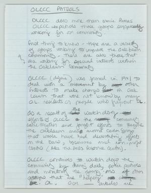 Primary view of object titled '[Handwritten notes: OLCCC Patrols]'.