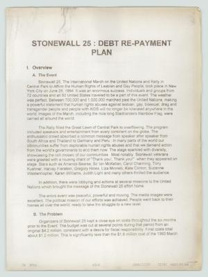 Primary view of object titled '[Stonewall 25: Debt re-payment plan]'.