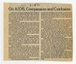 Thumbnail image of item number 1 in: '[Newspaper clippings: AIDS trials]'.