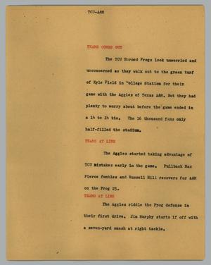 Primary view of object titled '[News Script: TCU-A&M]'.
