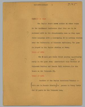 Primary view of object titled '[News Script: Baylor*Colorado]'.