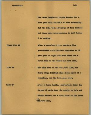 Primary view of object titled '[News Script: Rice*Texas]'.