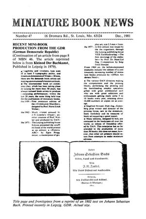 Primary view of object titled 'Miniature Book News, Number 47, December 1981'.