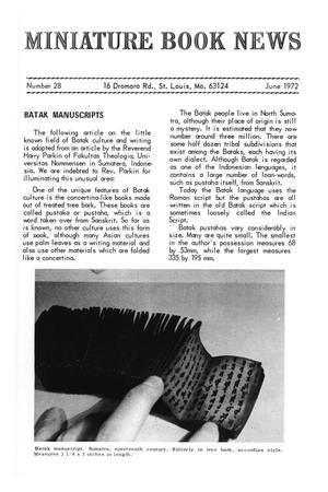Primary view of object titled 'Miniature Book News, Number 28, June 1972'.
