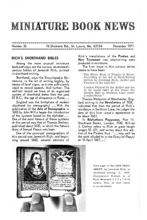 Primary view of object titled 'Miniature Book News, Number 26, December 1971'.