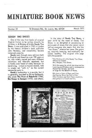 Primary view of object titled 'Miniature Book News, Number 23, March 1971'.