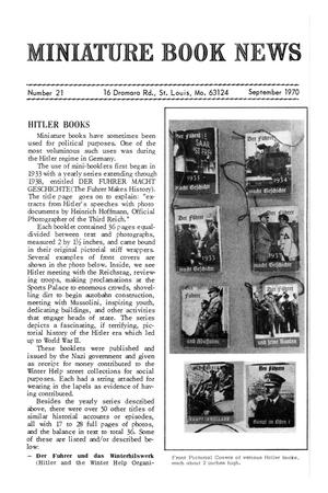 Primary view of object titled 'Miniature Book News, Number 21, September 1970'.