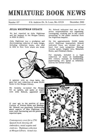 Primary view of object titled 'Miniature Book News, Number 107, December 2000'.