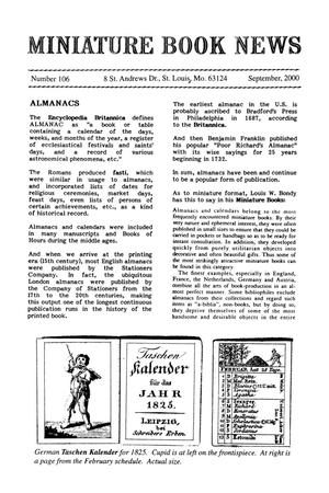 Miniature Book News, Number 106, September 2000