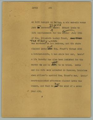 Primary view of object titled '[News Script: Lewis]'.
