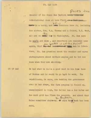 Primary view of object titled '[News Script: Mr. Sam]'.