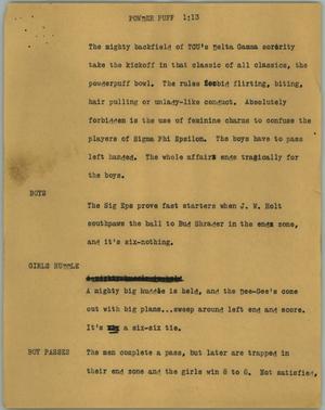 Primary view of object titled '[News Script: Powder puff]'.