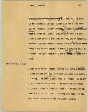 Primary view of object titled '[News Script: Cowboy Tompkins]'.