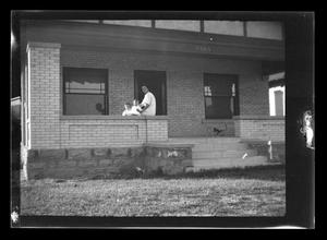 Primary view of object titled '[Irene, Byrd and John on a front porch]'.