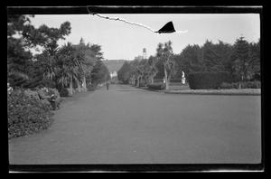 Primary view of object titled '[People walking and sitting in a park]'.