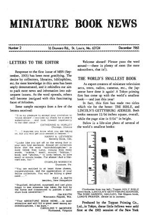 Primary view of object titled 'Miniature Book News, Number 2, December 1965'.