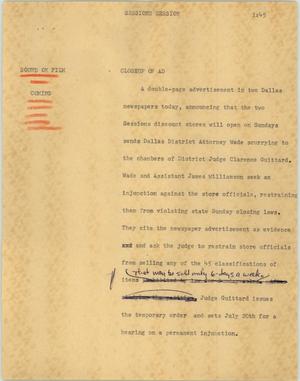 Primary view of object titled '[News Script: Sessions session]'.