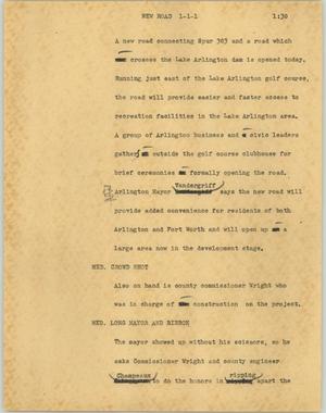 Primary view of object titled '[News Script: New road]'.