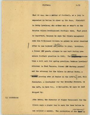 Primary view of object titled '[News Script: Football]'.
