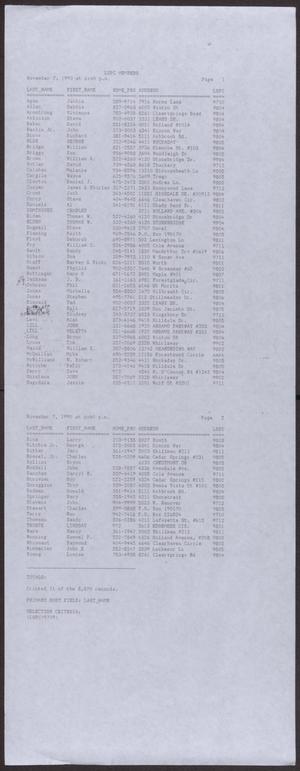 Primary view of object titled '[List of 1990 members of the Lesbian Gay Political Coalition]'.