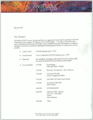 Primary view of object titled '[Angelique and Associates events schedule]'.