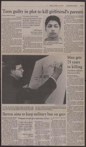 Primary view of object titled '[Clipping: Barton aims to keep military ban on gays]'.