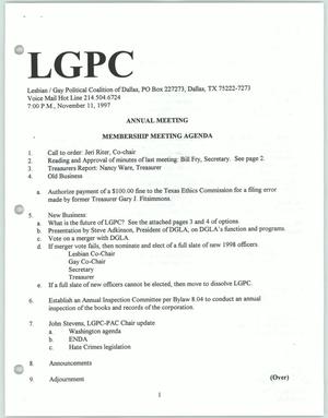 Primary view of object titled 'Annual Meeting Membership Meeting Agenda'.