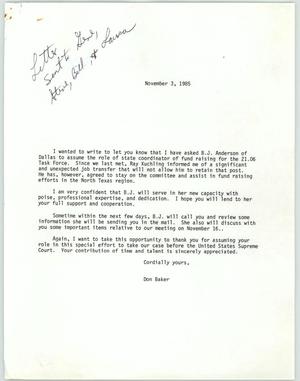 Primary view of object titled '[Letter from Don Baker to Steve, Bill, and Laura]'.