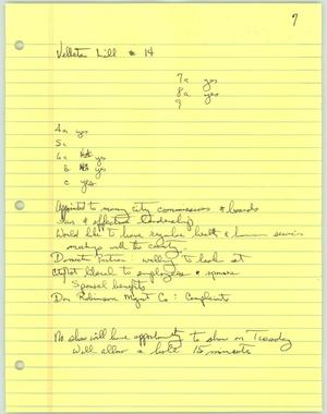 Primary view of object titled '[Handwritten notes about Velleta Lill]'.