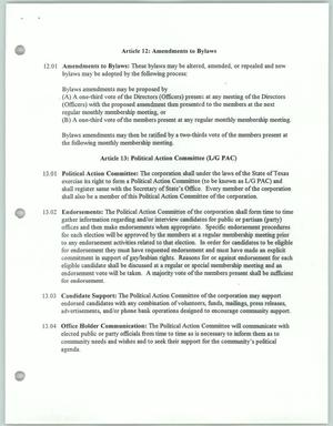 Primary view of object titled '[Amendments to Bylaws for the Lesbian Gay Political Coalition]'.