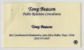 Text: [Business Card: Tony Beacon Public Relations Consultants]