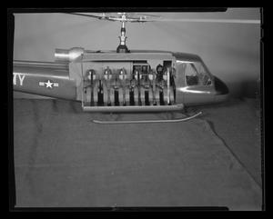 Primary view of object titled '[Scale model of an H-40 troop carrier, with troop seating installed]'.