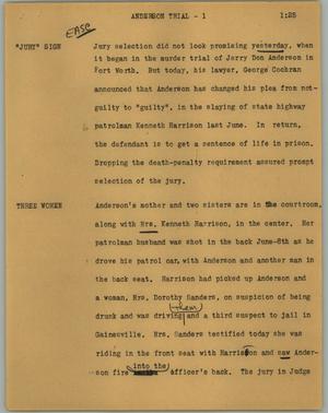 Primary view of object titled '[News Script: Anderson trial]'.
