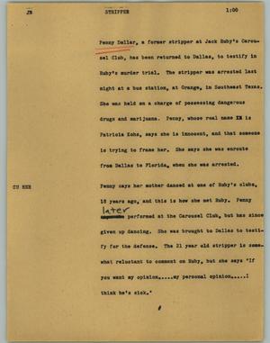 Primary view of object titled '[News Script: Stripper]'.