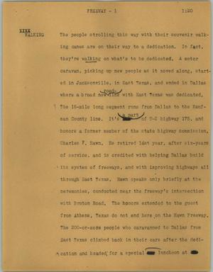 Primary view of object titled '[News Script: Freeway]'.