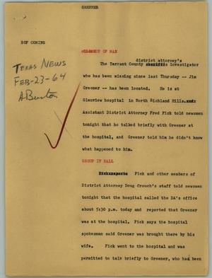 Primary view of object titled '[News Script: Greener]'.