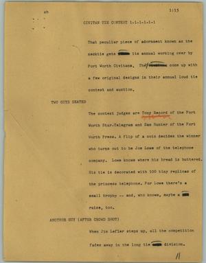 Primary view of object titled '[News Script: Civitan tie contest]'.