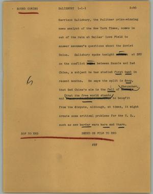 Primary view of object titled '[News Script: Salisbury]'.