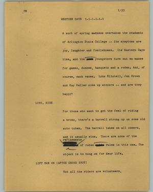 Primary view of object titled '[News Script: Western days]'.