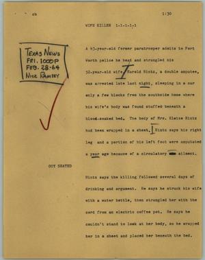 Primary view of object titled '[News Script: Wife killer]'.