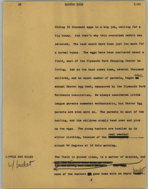 Primary view of object titled '[News Script: Easter eggs]'.