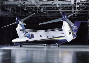 Primary view of object titled '[Bell Helicopters' civilian Tiltrotor BA609 in blue]'.