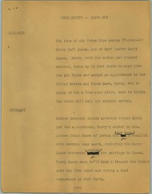 Primary view of object titled '[News Script: News briefs - James boy]'.