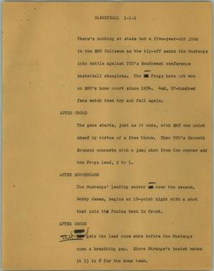 Primary view of object titled '[News Script: Basketball]'.