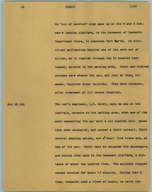 Primary view of object titled '[News Script: Subway]'.